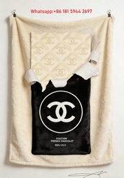 Chanel Couture French Chocolate Bar Flannel Sofa Throw Blanket IMG_6815